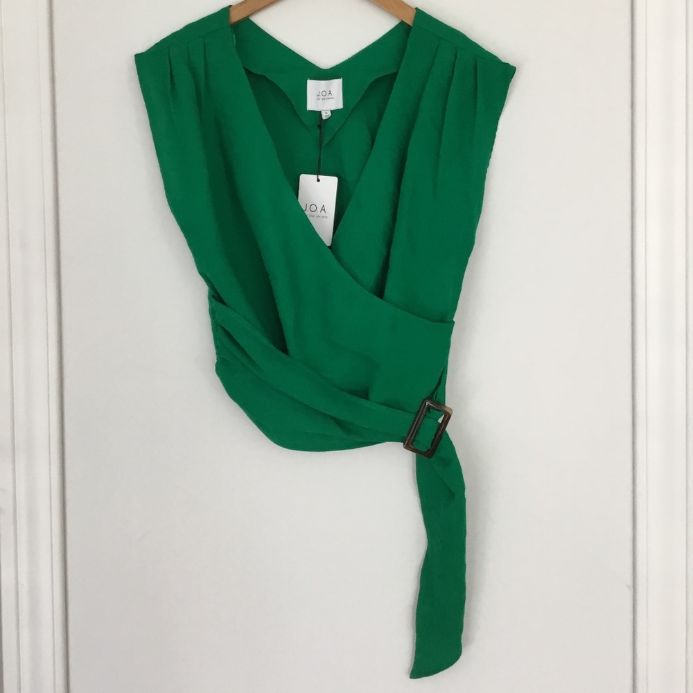 Green Wrap Shirt with Belt Detail
